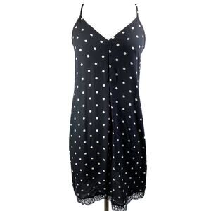 White House Black Market Black Polka Dot Slip Dress Nightgown Nightie